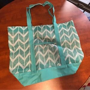 Teal Chevron Tote Bag